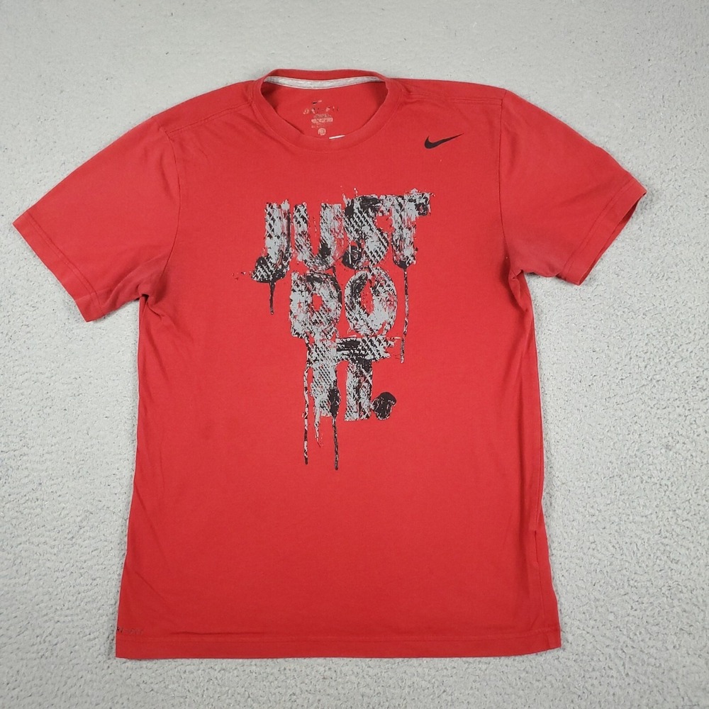 Nike Just Do It Red Dri Fit Casual Short Sleeve T-Shirt Mens Size Medium